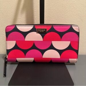 Kate Spade Pink, Red and black Neda Spring Circle Wallet